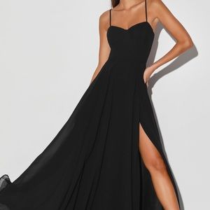 Lulus Cause For Commotion Black Pleated Bustier Maxi Dress in Womens XS